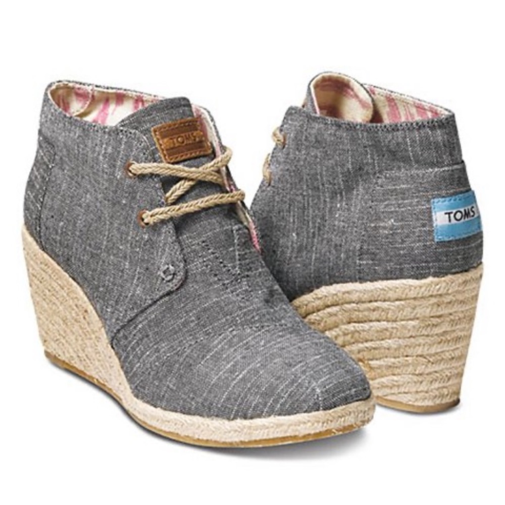 Toms Desert Black Chambray Booties
